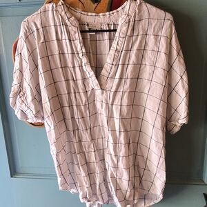 a new day White Grid Blouse